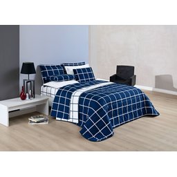 Colcha cobre leito com porta travesseiro solteiro dupla face estampado marinho - 2