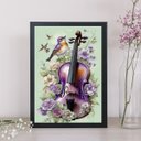 Ver imagem 1 de Quadro Vintage Violino e Passarinho 45x34cm - com Vidro:moldura Branca