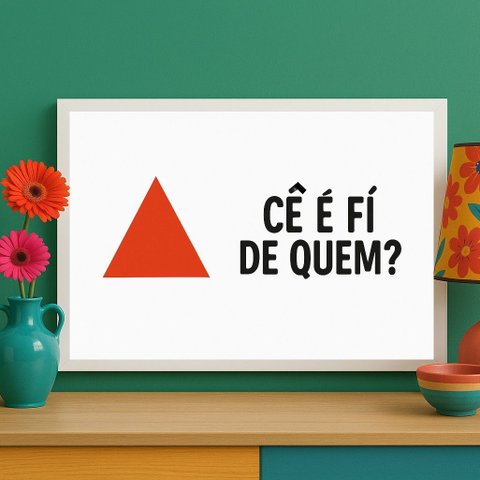 Quadro Mineirês - Cê É Fí de Quem 24x18cm - com Vidro:moldura Branca