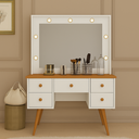 Ver imagem 3 de Penteadeira Camarim Anaisa Luz de Led e Espelho -novas Cores: Branco / Nature