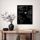 Ver imagem 1 de Quadro Decorativo Avião sobre Mapa - 70x50cm:moldura Preta