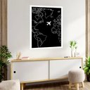 Ver imagem 2 de Quadro Decorativo Avião sobre Mapa - 70x50cm:moldura Preta