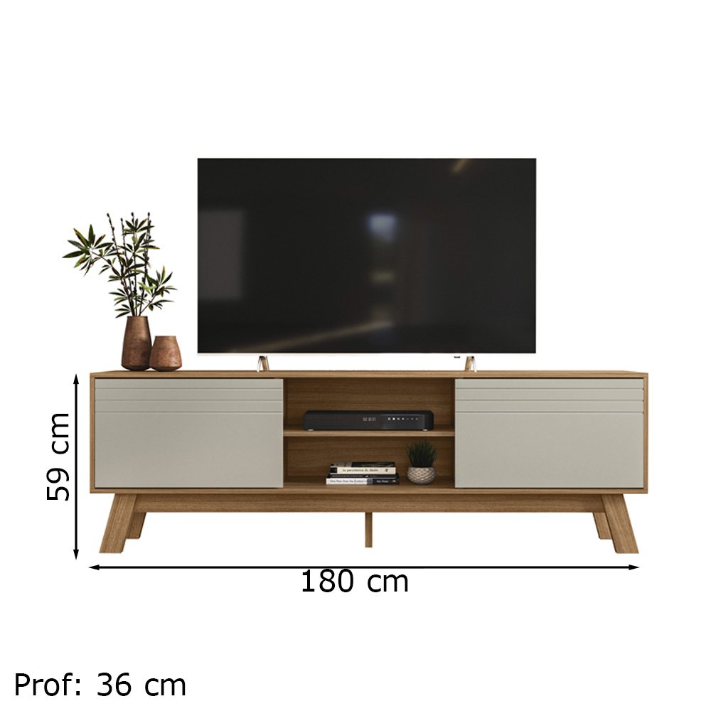Rack Bancada para Tvs Ate 70" Dubai Nature Off White Plla - 6