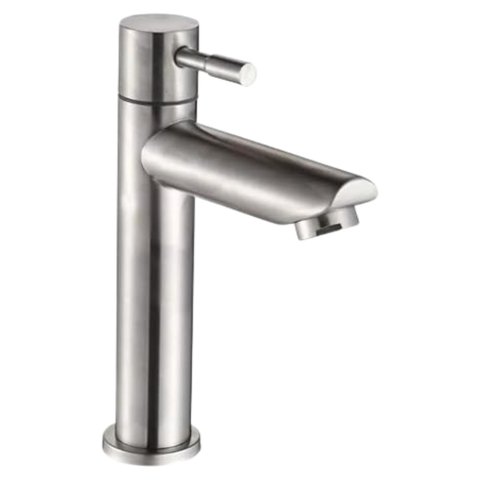 Torneira para Banheiro Baixa Prata em Aço Inox Moderna