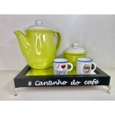 Ver imagem 1 de Bandeja Cantinho do Café com Pés de Metal e Espelho 20x30cm:preta/ouro Velho
