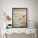 Ver imagem 1 de Quadro Decorativo Nuances Bege - Praia Pássaros 33x24cm:moldura Branca