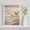 Quadro Decorativo Nuances Bege - Praia Pássaros 33x24cm:moldura Branca - 2