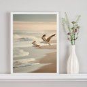 Ver imagem 2 de Quadro Decorativo Nuances Bege - Praia Pássaros 33x24cm:moldura Branca