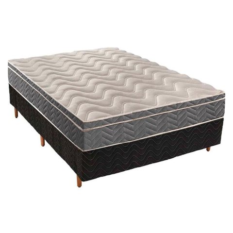 Cama Box Casal: Colchão Anatômico Paropas D45/EP Confort Mega Firme + Base CRC Fantasy Black(