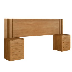 Cabeceira Extensiva Ripada para Box Bélgica 140-160 Cm com 2 Mesas de Cabeceira - Benetill