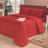 Kit Edredom Confort Casa Dona Dupla Face Solteiro 4 Pçs com Lençol Vermelho - 1
