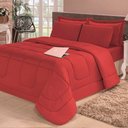 Ver imagem 1 de Kit Edredom Confort Casa Dona Dupla Face Solteiro 4 Pçs com Lençol Vermelho
