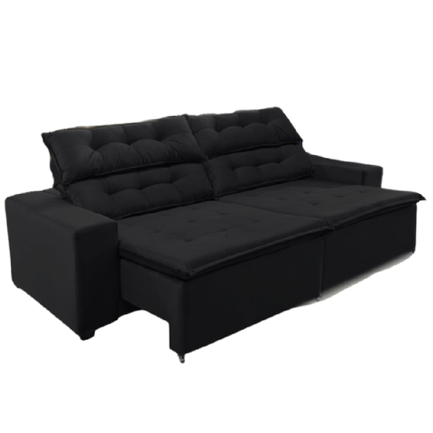 Sofá Concept 3,00 metros Retrátil e recinável com Mola Suede Light Preto- Sofá na Web