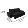 Sofá Concept 3,00 metros Retrátil e recinável com Mola Suede Light Preto- Sofá na Web - 3