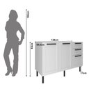 Ver imagem 4 de Armário Balcão de Cozinha 120cm S/tampo com 2 Portas e 3 Gavetas 100% Mdf Phoenix Móvel na Caixa