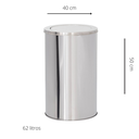 Ver imagem 3 de Lixeira em Aço Inox 62l Basculante Redonda 40x50