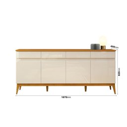 Buffet Aparador Sala Jantar 1.90mt Magnum Off White/cedro Edn - 4