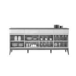 Buffet Aparador Sala Jantar 1.90mt Magnum Off White/cedro Edn - 3