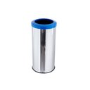 Ver imagem 1 de Lixeira Inox Aro Plástico 25 Litros Cesto De Lixo Reciclável - Azul