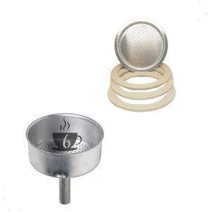 Kit Reparo Funil Filtro e Borrachas para Cafeteira Italiana / Moka de Alumínio - 6 Xícaras