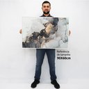 Ver imagem 2 de Quadro Decorativo em Canvas Abstrato Mármore Elegance TaColado Moldura Flutuante 4,5cm Freijó 90 x 6