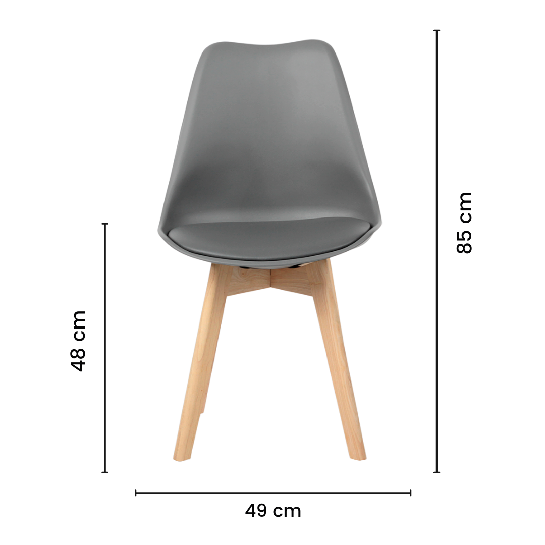 Cadeira Leda de Jantar Estofada Eames Wood Cinza - 8