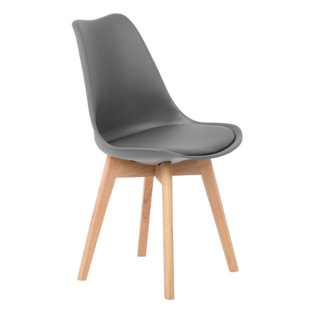 Cadeira Leda de Jantar Estofada Eames Wood Cinza - 1