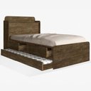 Ver imagem 2 de Cama Tamires Solteiro 0,88cm com Auxiliar Castanho com Capitonê Bege - Cambel