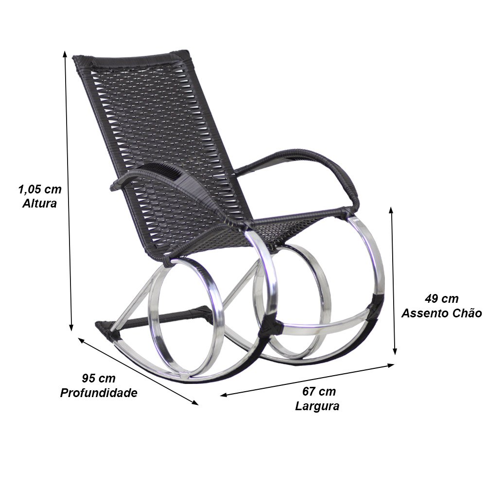Cadeira Balanço em Alumínio - Jardim, Área, Sala, Piscina - Argila - 5