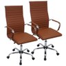 Kit 2 Cadeira Eames Esteirinha Presidente Escritório Alta Branca Preta Bege - 1