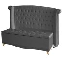 Ver imagem 1 de Kit Cabeceira de Cama Box e Calçadeira Baú Malibu King 195 Cm Suede Grafite do Lar Móveis