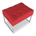 Ver imagem 3 de Puff Lisa Suede Base Metálica Industrial Prata - Pallazio Vermelho