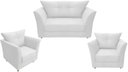 Ver imagem 1 de Kit Namoradeira + 2 Poltronas Decorativa Isis Couro Branco Pés Madeira Ms Decor