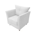 Ver imagem 3 de Kit Namoradeira + 2 Poltronas Decorativa Isis Couro Branco Pés Madeira Ms Decor