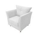 Ver imagem 3 de Kit Namoradeira + 2 Poltronas Decorativa Isis Couro Branco Pés Madeira Ms Decor