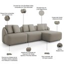 Ver imagem 4 de Sofá 3 Lugares com Chaise Direito Sala Living 248cm Arlo F04 Linho Bege Escuro - Lyam Decor