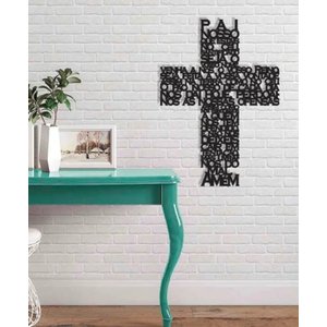 Pai Nosso Cruz 40x28cm em Madeira Mdf Escultura de Parede