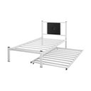Ver imagem 5 de Cama Solteiro Bruna em Aço Industrial Branco com Auxiliar e Cabeceira Estofada Preto