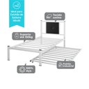 Ver imagem 3 de Cama Solteiro Bruna em Aço Industrial Branco com Auxiliar e Cabeceira Estofada Preto