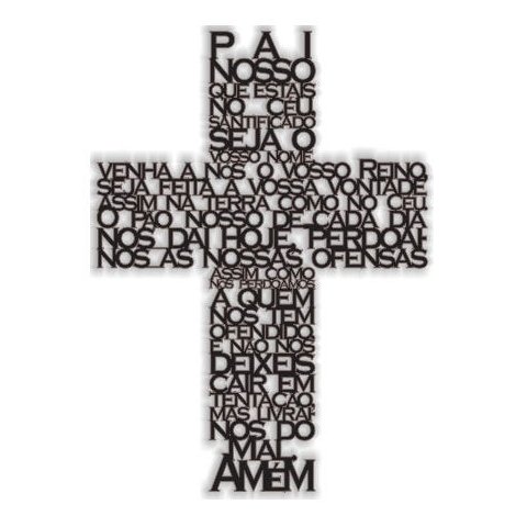 Pai Nosso Cruz 60x43cm Madeira MDF Aplique de Parede