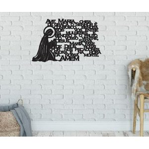 Ave Maria 40x24cm Em Madeira MDF Escultura de Parede