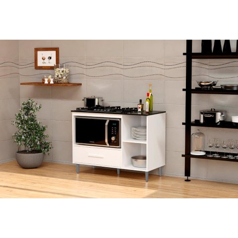 Balcão Armário para Cooktop Co com Nicho para Forno Cor Branco