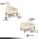 Ver imagem 3 de Conjunto 2 Poltronas e 1 Namoradeira Decorativa Karen Pés Fixo em Madeira Castanho Veludo Bege G19 -