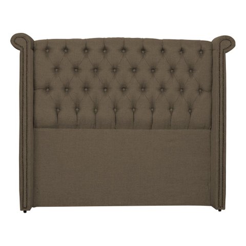 Cabeceira Estofada Sienna Para Cama Box Queen 160 Cm Linho Marrom - LM DECOR