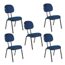 Ver imagem 1 de Cadeira Secretária Pé Palito Kit 5 Tecido Azul com Preto