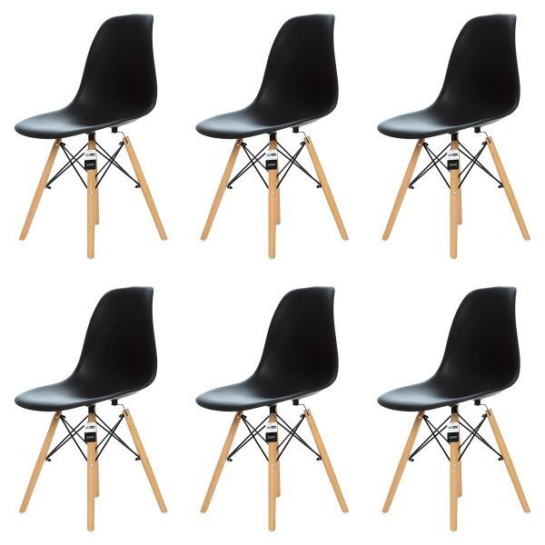 Kit 6 Cadeiras Charles Eames Eiffel Dsw - Preta - Kza Bela