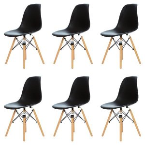 Kit 6 Cadeiras Charles Eames Eiffel Dsw - Preta - Kza Bela