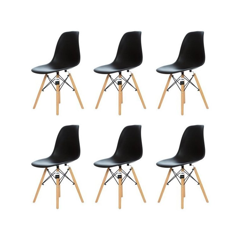 Kit 6 Cadeiras Charles Eames Eiffel Dsw - Preta - Kza Bela