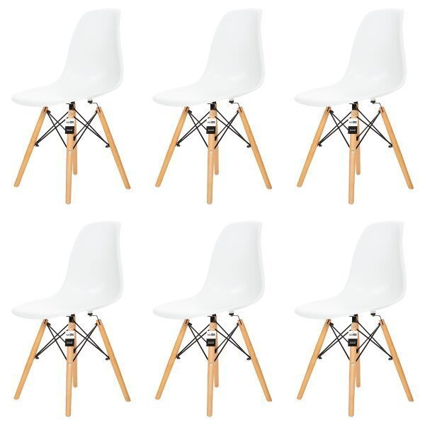 Kit 6 Cadeiras Charles Eames Eiffel Dsw - Branca - Kza Bela