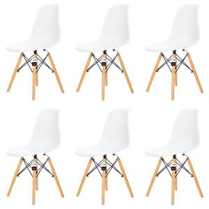 Kit 6 Cadeiras Charles Eames Eiffel Dsw - Branca - Kza Bela